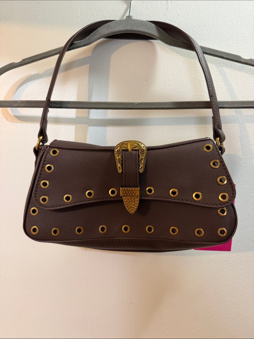 NWT! Betsy’s Johnson Purse Chocolate Brown Belted Stud Western